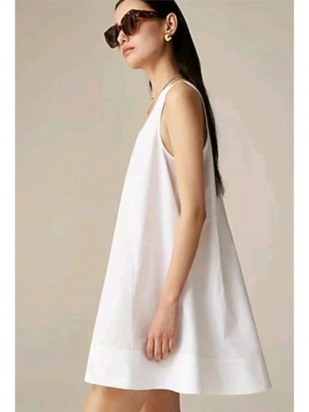 NWT J. Crew White scoopneck shift dress in cotton poplin